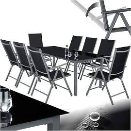 tectake® Aluminium Sitzgruppe 8+1, Gartenmöbel