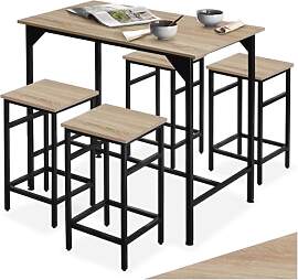 tectake® Bartisch-Set, Stehtisch mit 4