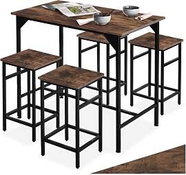 tectake® Bartisch-Set, Stehtisch mit 4