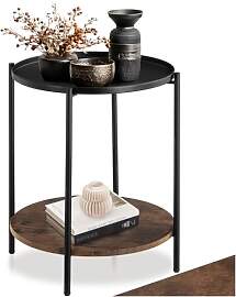 tectake® Beistelltisch rund, Nachttisch Metall