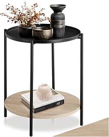 tectake® Beistelltisch rund, Nachttisch Metall