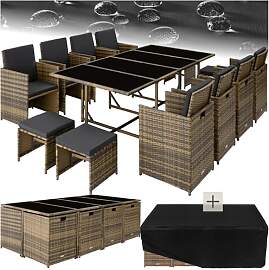 tectake Gartenlounge Set, Polyrattan Gartenmöbel