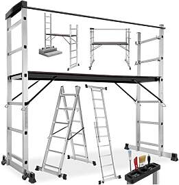 TecTake Gerüst, Leiter 4 in 1, Mobile