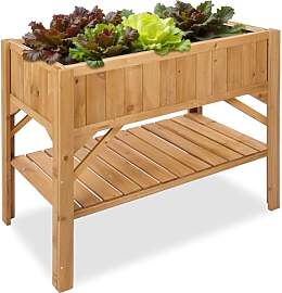 tectake® Hochbeet aus Holz mit Ablagefach, für