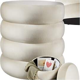 tectake® Hocker mit Stauraum, Scandi Sitzhocker