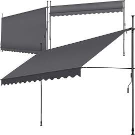 tectake® Klemmmarkise mit Handkurbel, Balkon