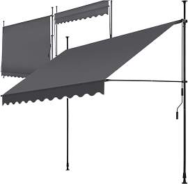 tectake® Klemmmarkise mit Handkurbel, Balkon