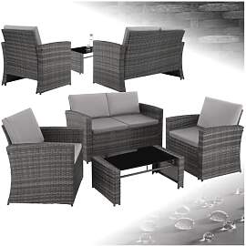 tectake Lounge Gartenmöbel Set Poly Rattan für