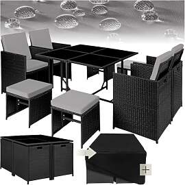 tectake Lounge Möbel Set aus 4x Stühle, 1x