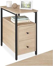 tectake® Nachttisch schmal, Nachtschrank mit 2