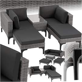 tectake® Outdoor Rattan Lounge, 5-teiliges