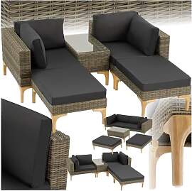 tectake® Outdoor Rattan Lounge, 5-teiliges