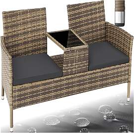 tectake® Outdoor Sitzbank mit integriertem Tisch, 
