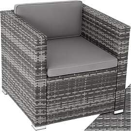 tectake® Poly Rattan bequemer Sessel mit