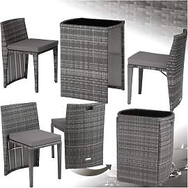 tectake® Poly Rattan Bistroset mit Aluminium