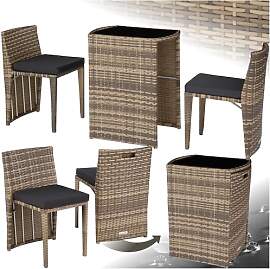 tectake® Poly Rattan Bistroset mit Aluminium