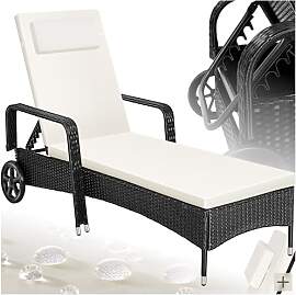 tectake Poly Rattan Gartenliege mit Rollen, 6-Fach 