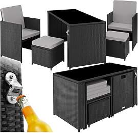 tectake Poly Rattan Sitzgruppe, 5- teiliges Lounge 
