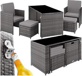 tectake Poly Rattan Sitzgruppe, 5- teiliges Lounge 