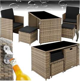 tectake Poly Rattan Sitzgruppe, 5- teiliges Lounge 
