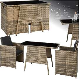 tectake® Poly Rattan Sitzgruppe für 2 Personen,