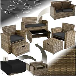 tectake Polyrattan Garten Sitzgruppe für 4