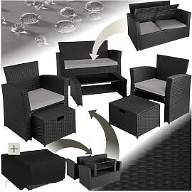 tectake Polyrattan Garten Sitzgruppe für 4