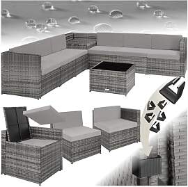 tectake Polyrattan Gartenlounge, frei zu