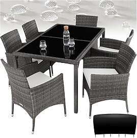 tectake Polyrattan Sitzgruppe für 6 Personen,