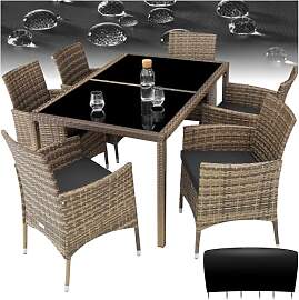 tectake Polyrattan Sitzgruppe für 6 Personen,