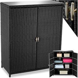 tectake® Rattan Gartenschrank mit Aluminium