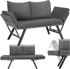 tectake® Rattan Loungesofa und Sonnenliege,