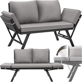 tectake® Rattan Loungesofa und Sonnenliege,