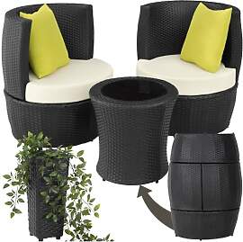 tectake® Rattan Set 2 Personen, Balkonmöbel,