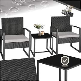 tectake® Rattan Sitzgruppe 2X Sessel mit Tisch,
