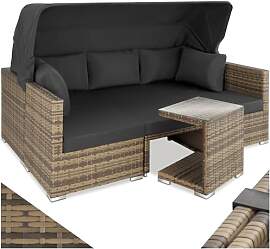tectake® Rattan Sonneninsel Sitzgruppe, Alu