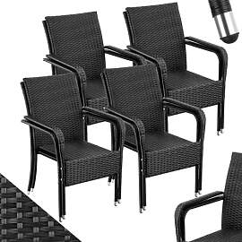 tectake® Rattan Stühle Esszimmer Outdoor,