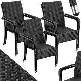 tectake® Rattan Stühle Esszimmer Outdoor,