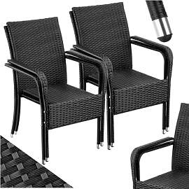 tectake® Rattan Stühle Esszimmer Outdoor,