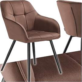 tectake® Samt Stuhl, Esszimmerstuhl mit Stepp
