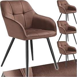 tectake® Samt Stuhl, Esszimmerstuhl mit Stepp