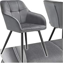 tectake® Samt Stuhl, Esszimmerstuhl mit Stepp