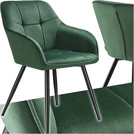 tectake® Samt Stuhl, Esszimmerstuhl mit Stepp
