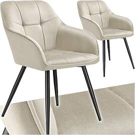 tectake® Samt Stuhl, Esszimmerstuhl mit Stepp