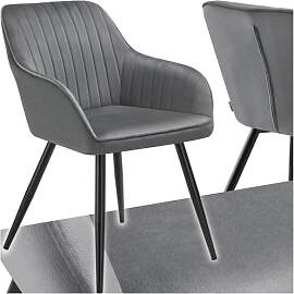 tectake® Samt Stuhl, Esszimmerstuhl Samtstoff,