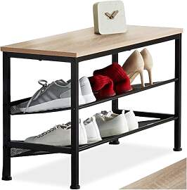 tectake® Schuhregal schmal mit Sitzfläche,