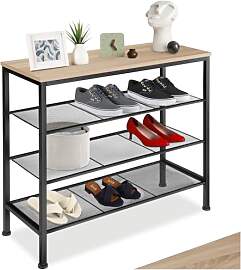 tectake® Schuhregal schmal mit Sitzfläche,