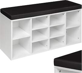 tectake® Schuhschrank mit Sitzbank, Schuhregal,