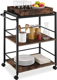 tectake® Servierwagen mit Rollen, abnehmbares