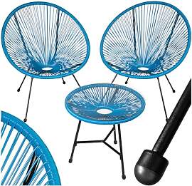 tectake® Set 2X Stuhl 1x Beistelltisch Acapulco,